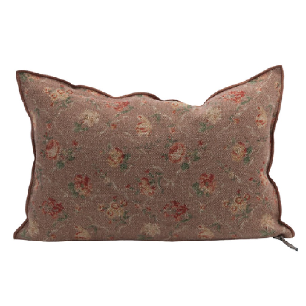 Coussin Vice Versa Lin Wabi-Sabi Imprimé - jardin secret bois de rose