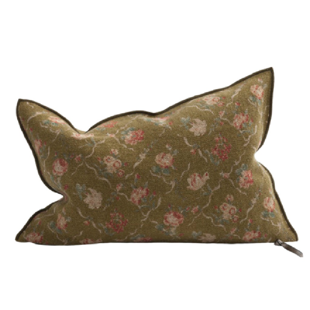 Coussin Vice Versa Lin Wabi-Sabi Imprimé - jardin secret bronze (65 x 65 cm)