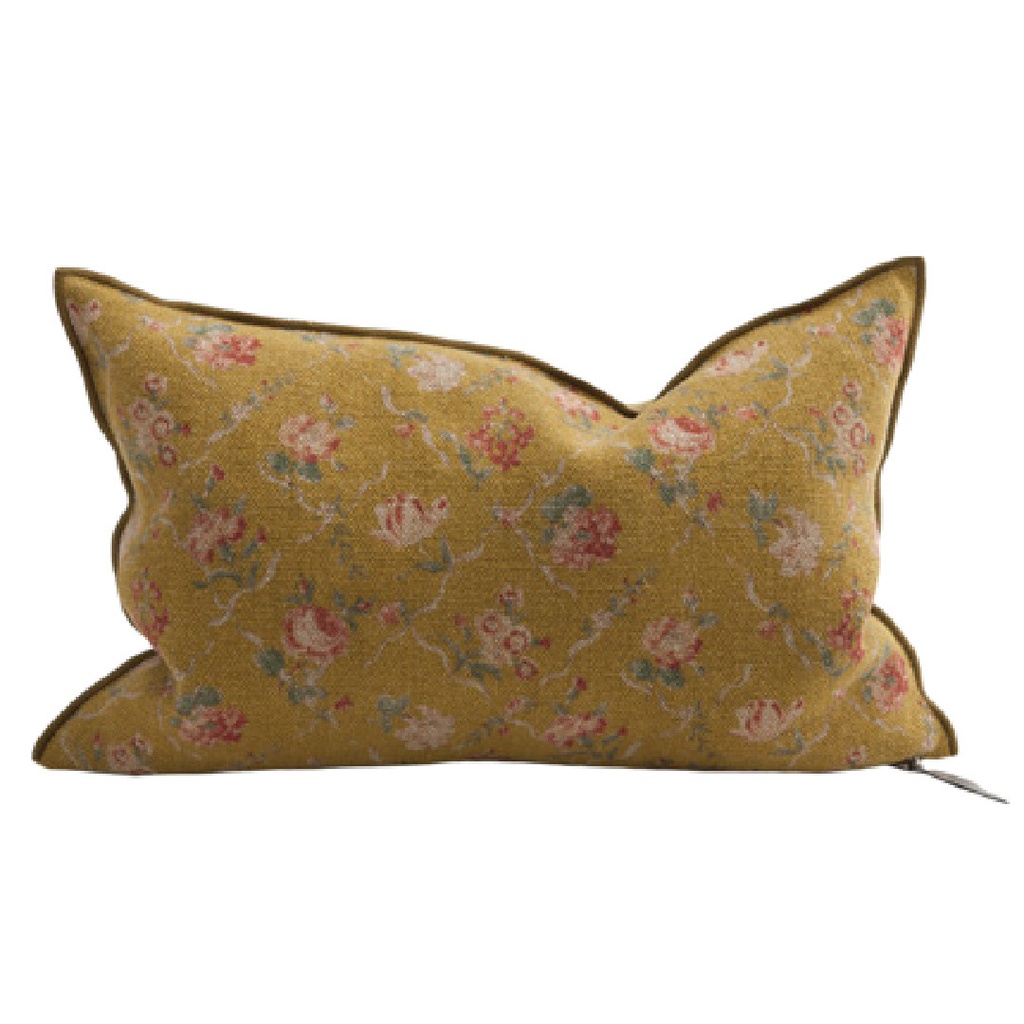 Coussin Vice Versa Lin Wabi-Sabi Imprimé - jardin secret ocre (65 x 65 cm)