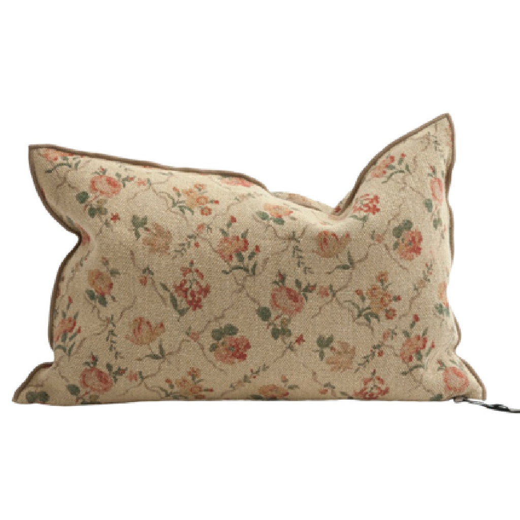Coussin Vice Versa Lin Wabi-Sabi Imprimé - jardin secret orgeat