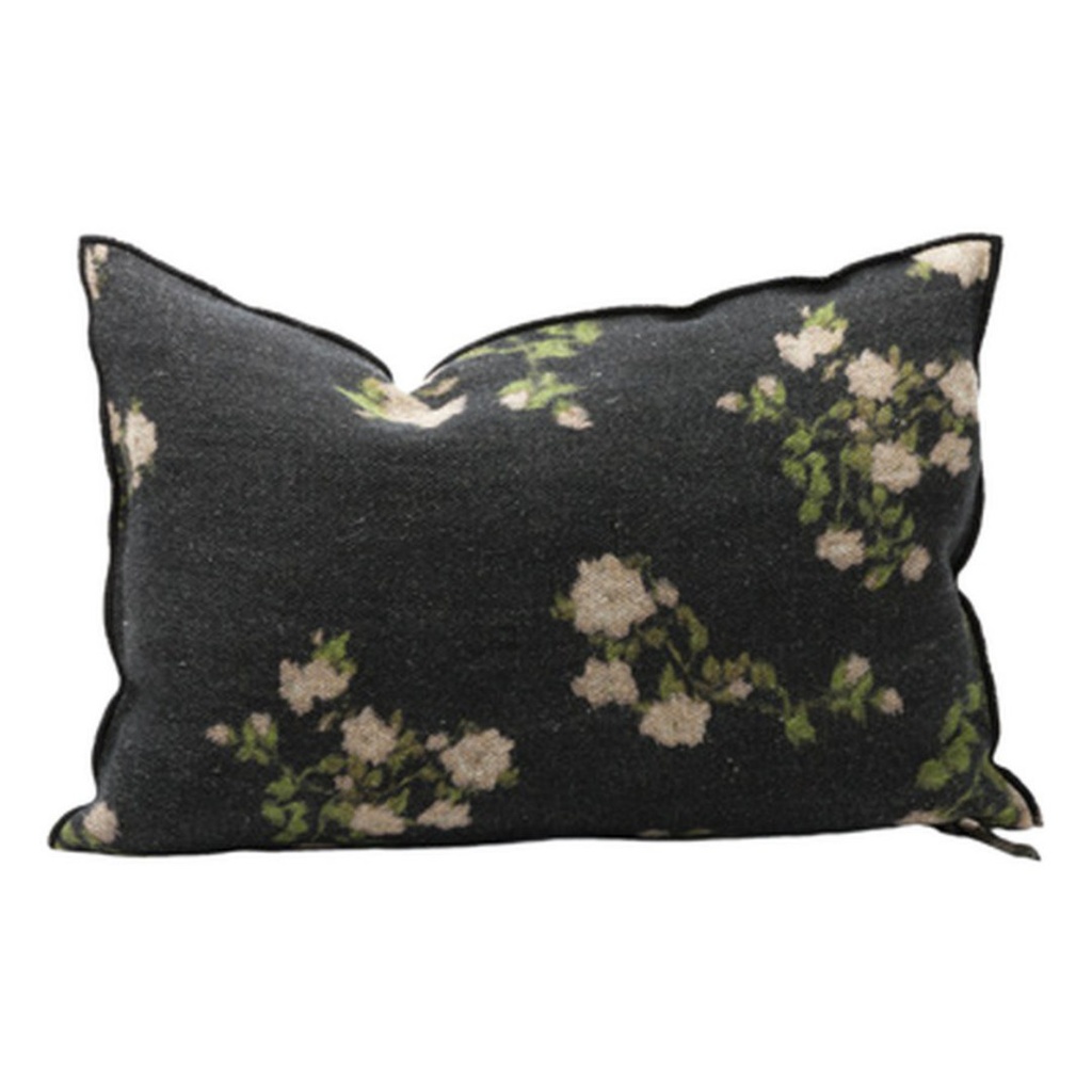 Coussin Vice Versa Lin Wabi-Sabi Imprimé - les roses crème