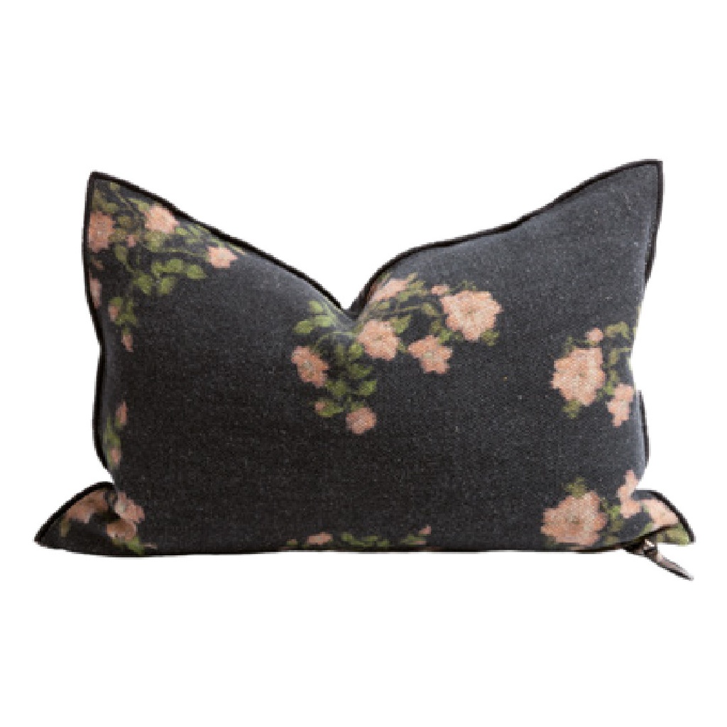 Coussin Vice Versa Lin Wabi-Sabi Imprimé - les roses thé
