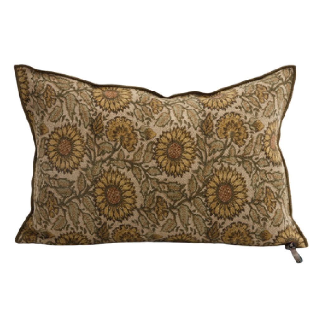 Coussin Vice Versa Lin Wabi-Sabi Imprimé - les tournesols bronze (65 x 65 cm)