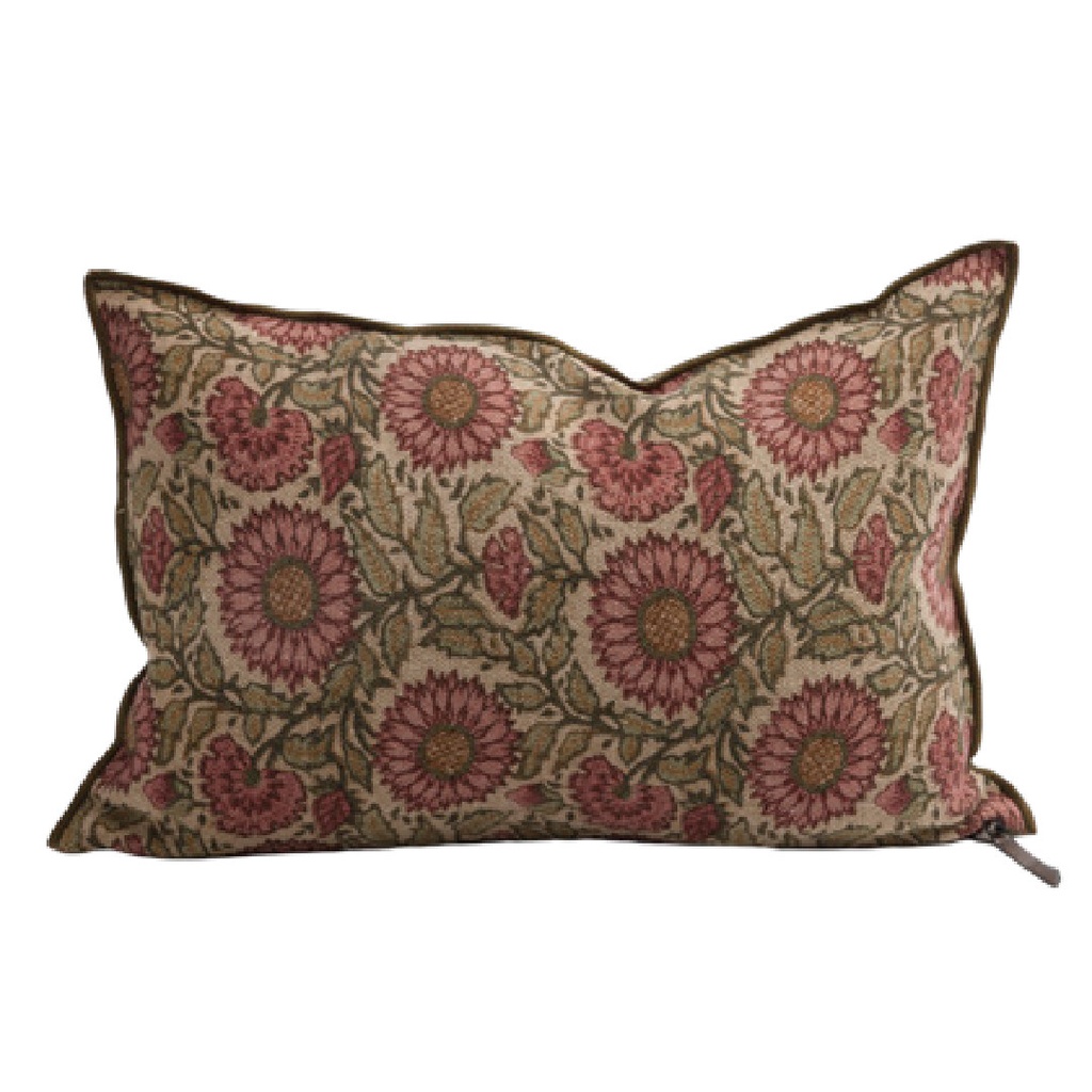 Coussin Vice Versa Lin Wabi-Sabi Imprimé - les tournesols rose