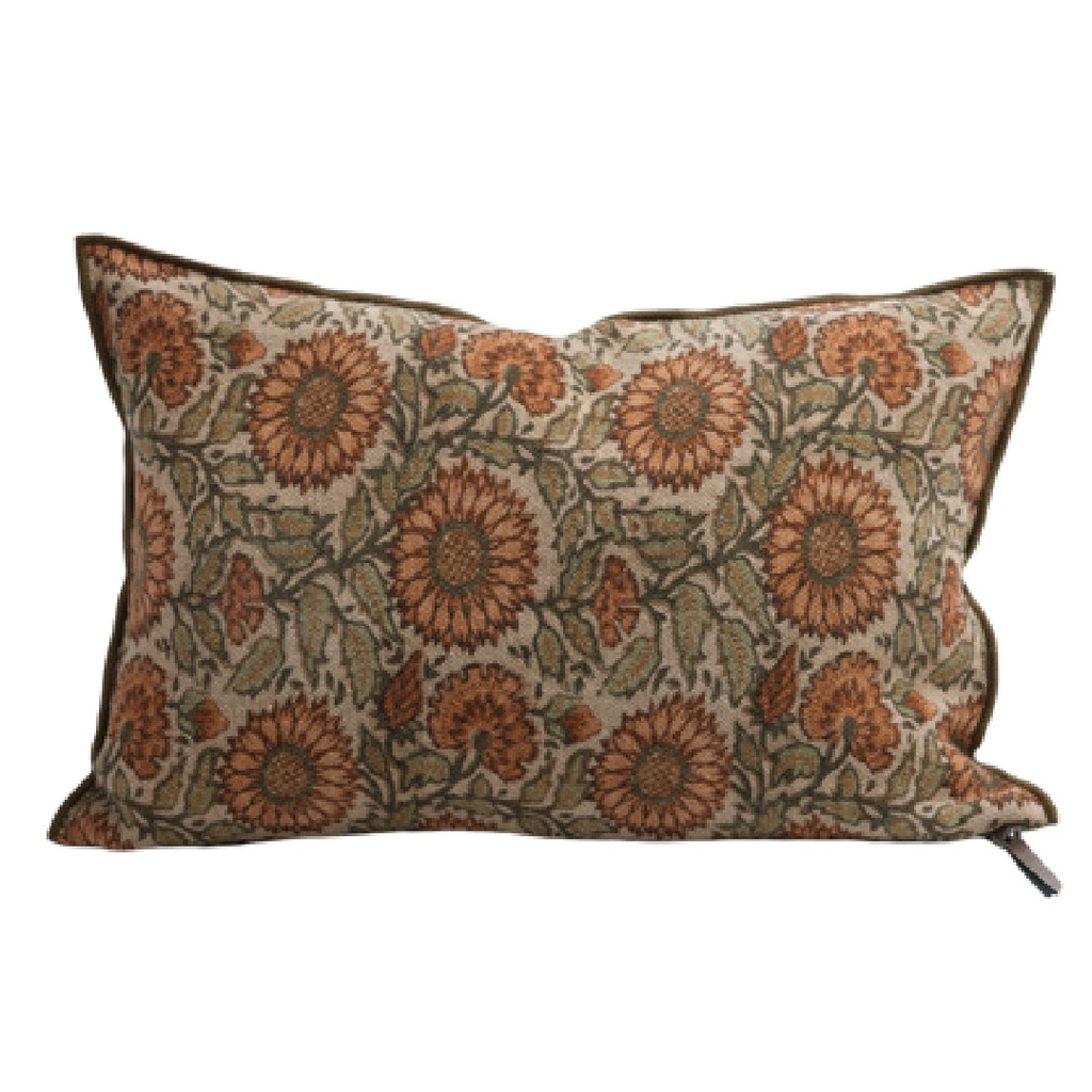 Coussin Vice Versa Lin Wabi-Sabi Imprimé - les tournesols terracotta