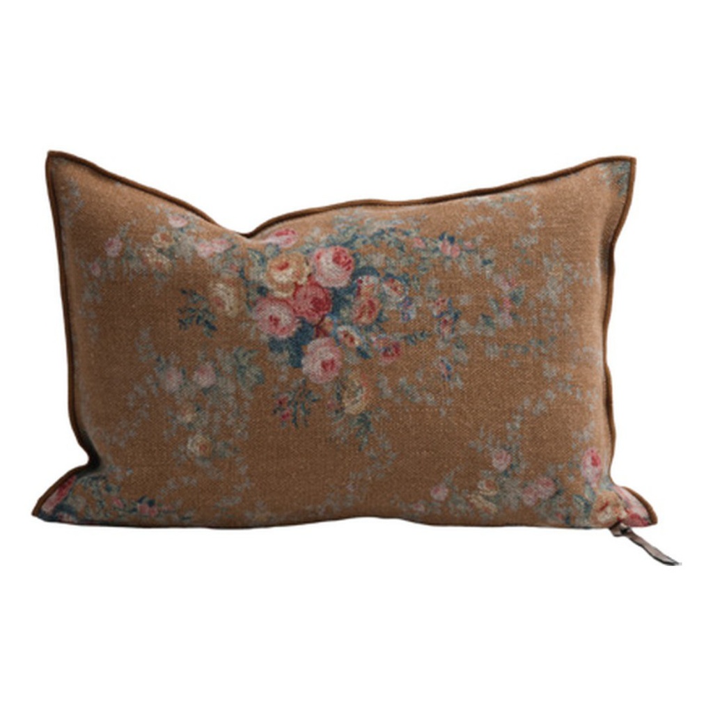 Coussin Vice Versa Lin Wabi-Sabi Imprimé - pompadour havane (65 x 65 cm)