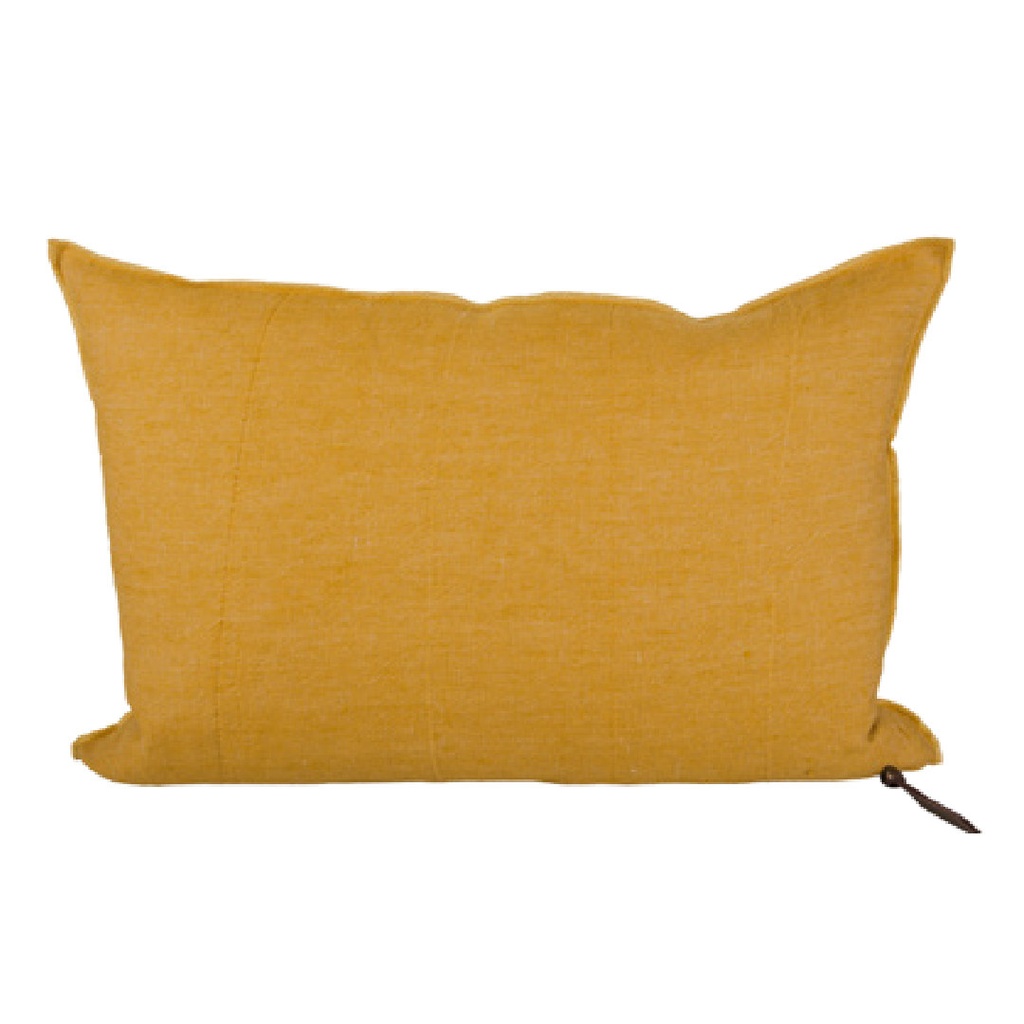 Coussin Vice Versa Lin Lavé Froissé - ocre / givré