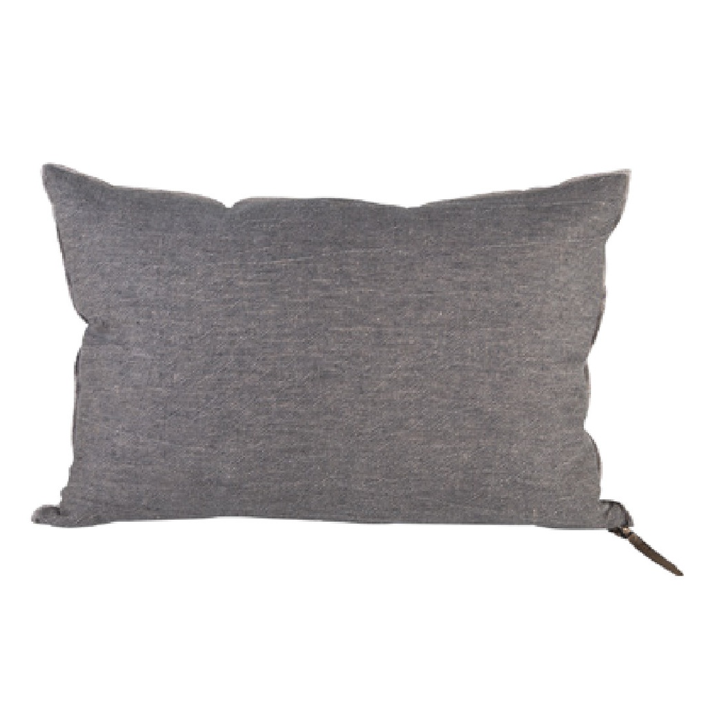 Coussin Vice Versa Lin Lavé Froissé - ardoise / givré