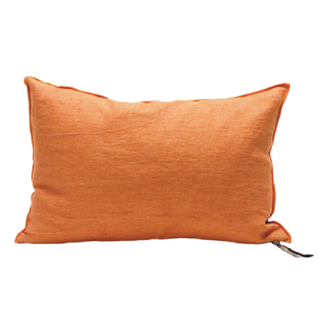 Coussin Vice Versa Lin Lavé Froissé - safran / givré (65 x 65 cm)