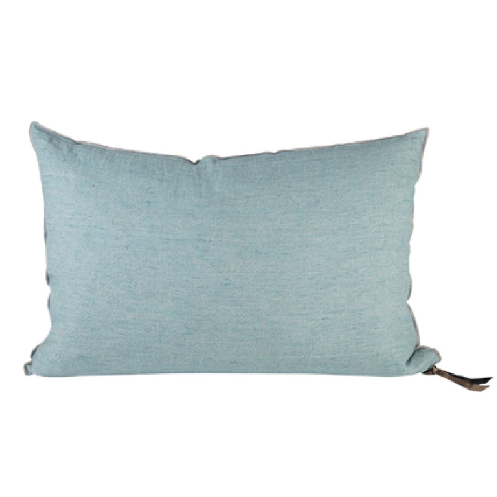 Coussin Vice Versa Lin Lavé Froissé - aqua / givré (65 x 65 cm)
