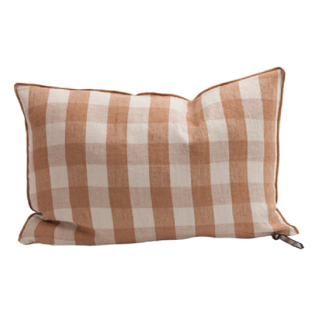Coussin Vice Versa Lin Lavé Vichy Cottage - terracotta