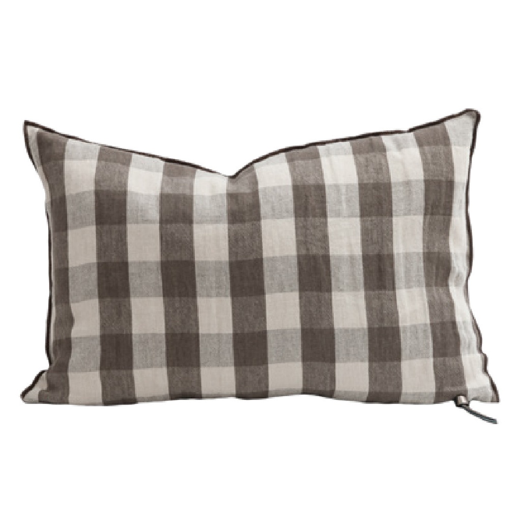 Coussin Vice Versa Lin Lavé Vichy Cottage - terre