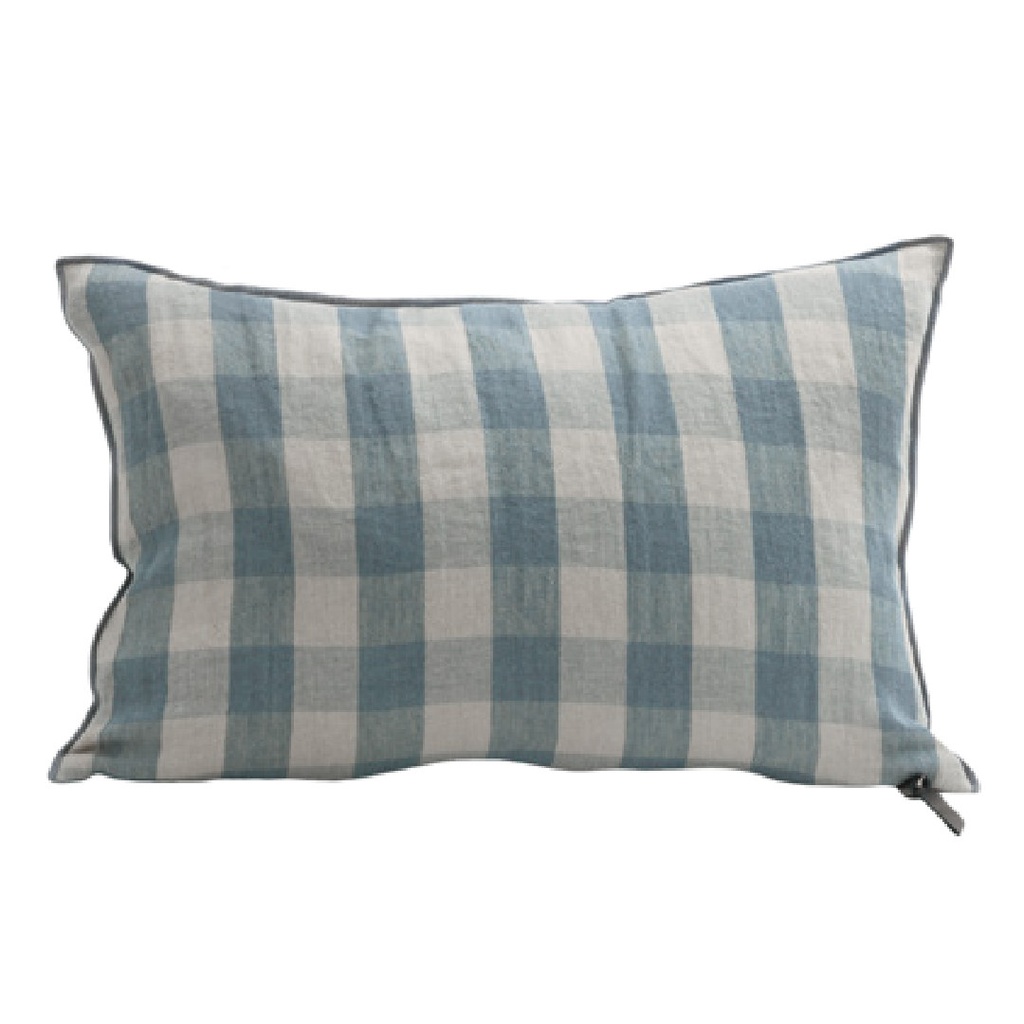 Coussin Vice Versa Lin Lavé Vichy Cottage - nuage