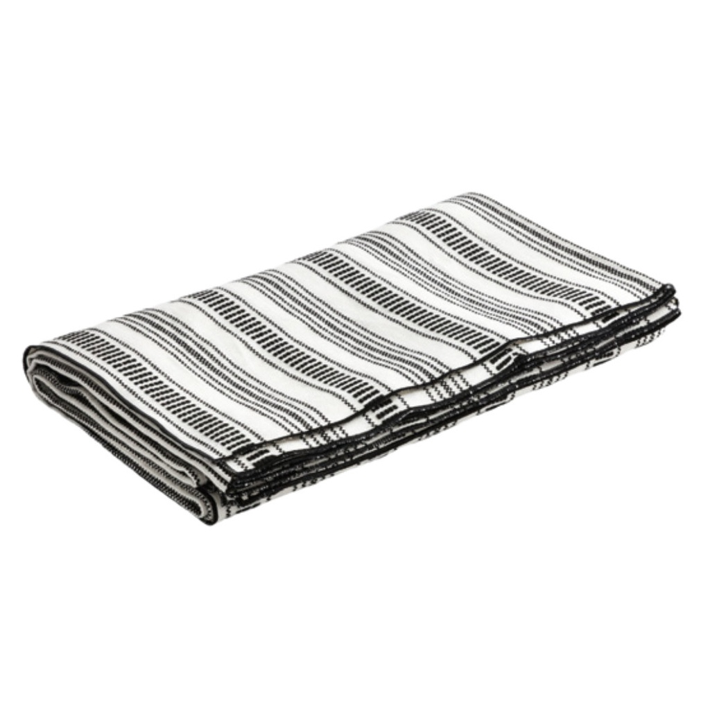 Coussin Vice Versa Toile Brodée Cyclades - rayure fine noire