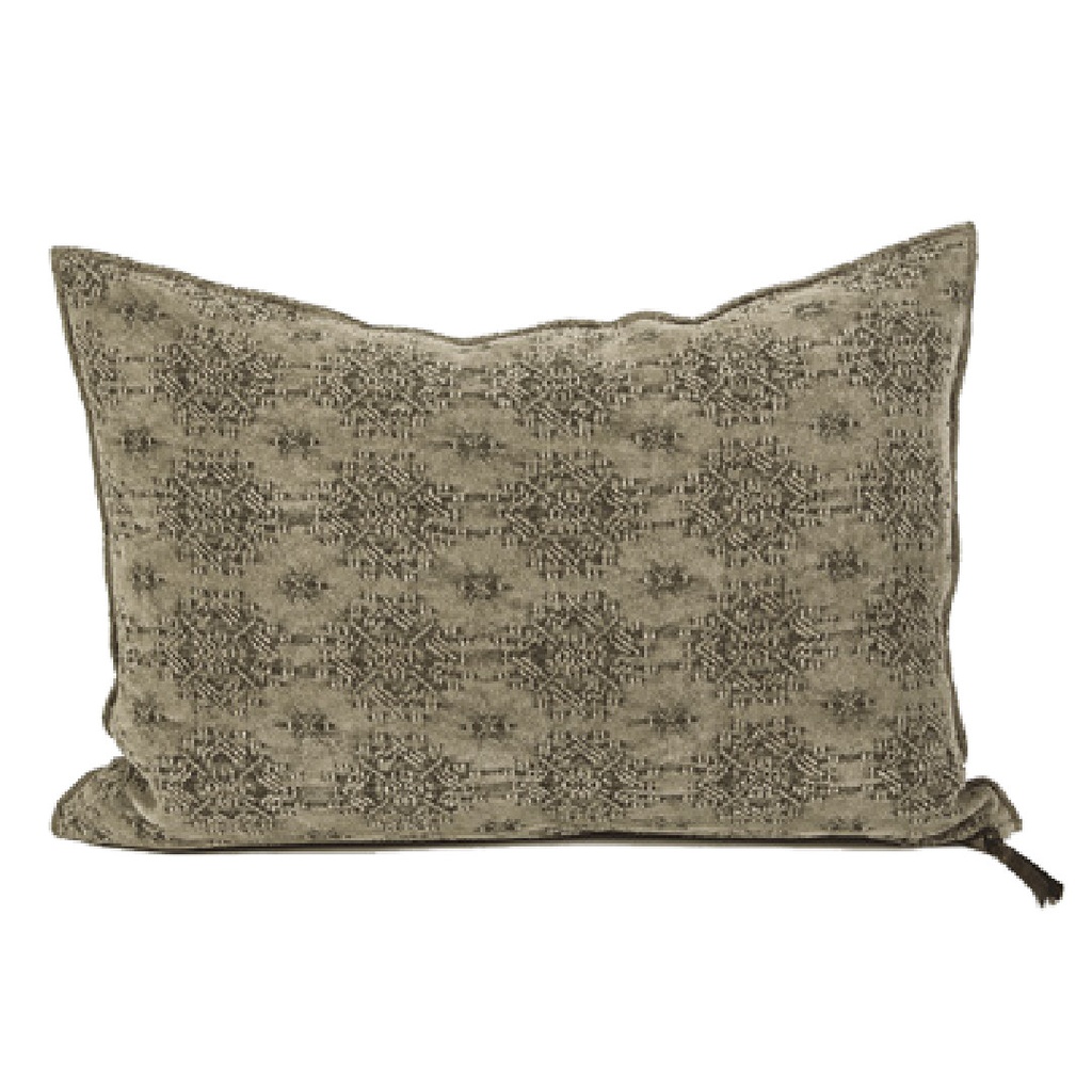 Coussin Vice Versa Jacquard Stone Washed Kilim - kilim kaki (65 x 65 cm)