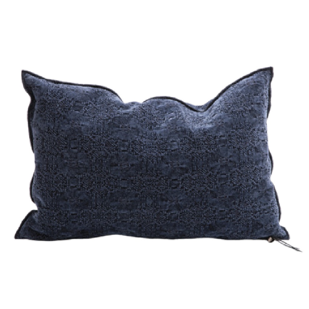 Coussin Vice Versa Jacquard Stone Washed Kilim - kilim bleu nuit