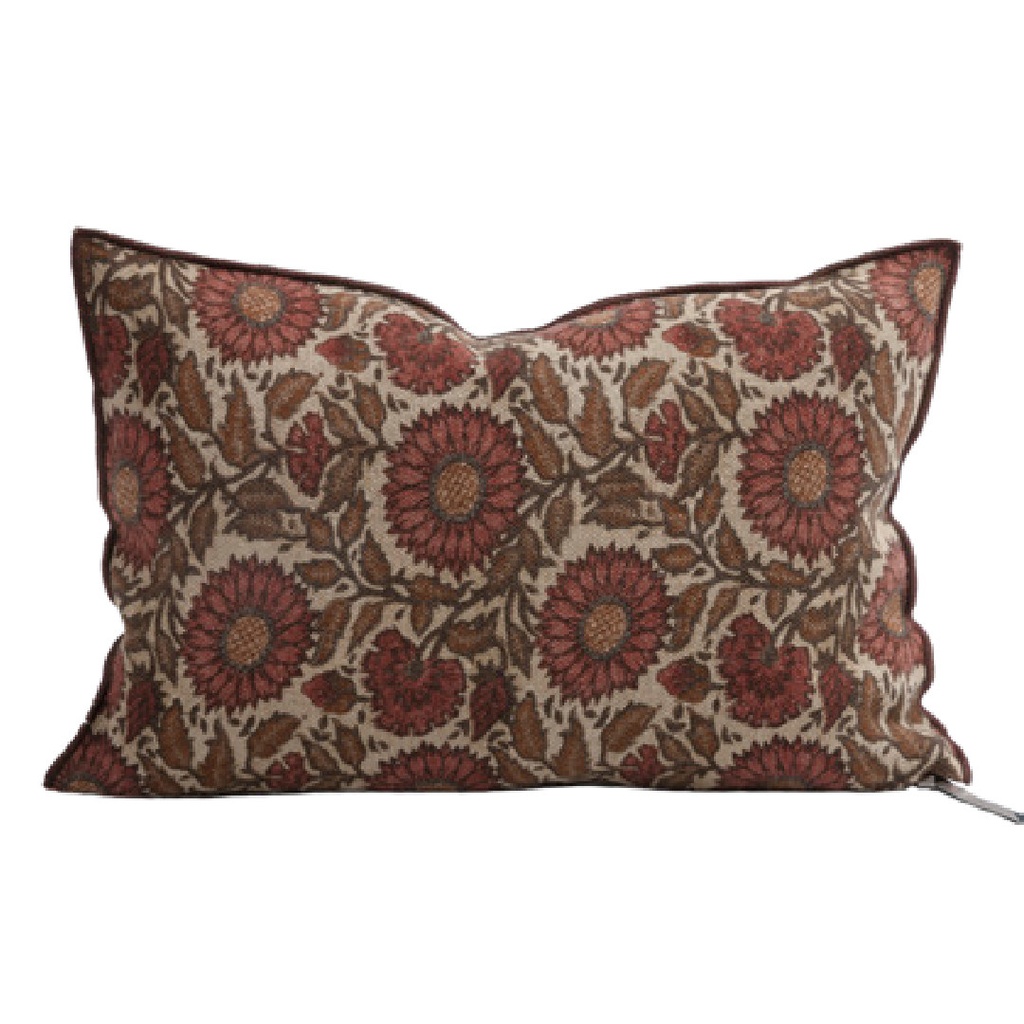 Coussin Vice Versa Lin Wabi-Sabi Imprimé - les tournesols chianti