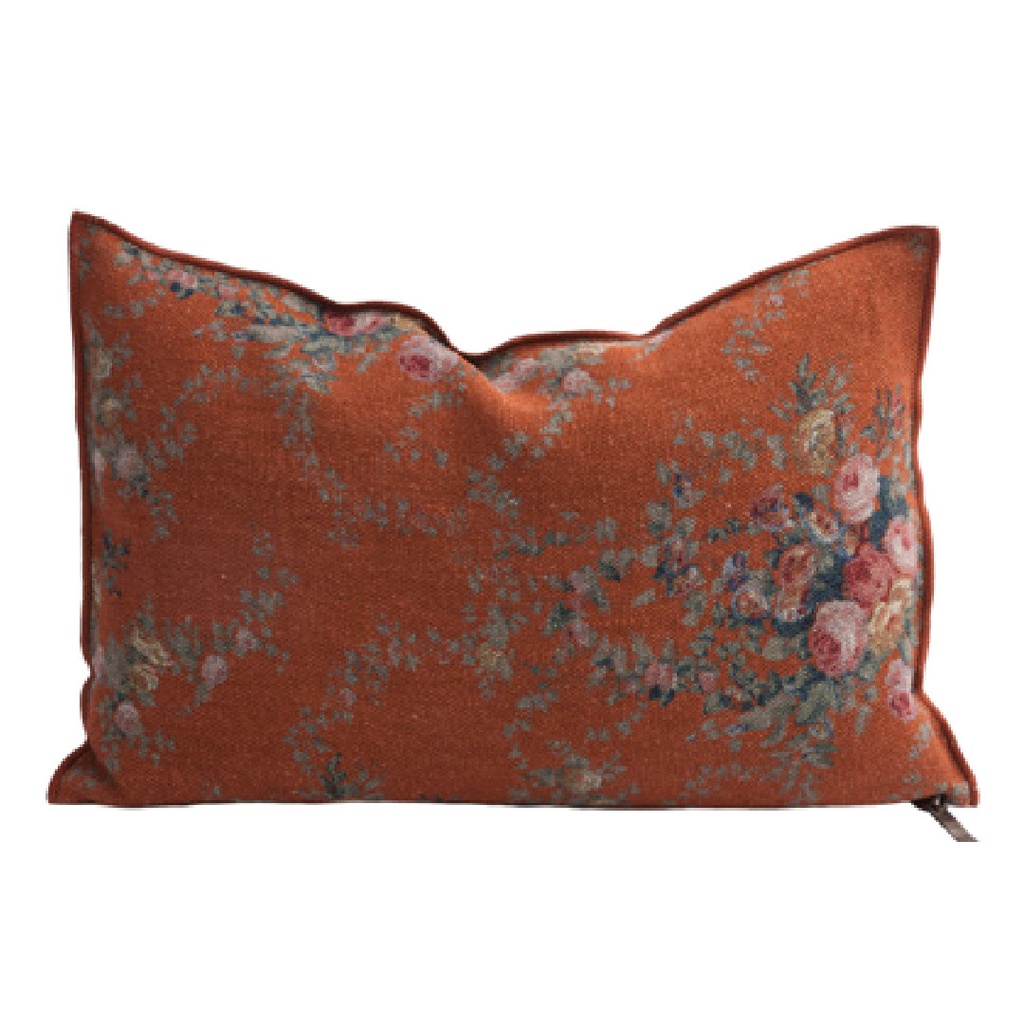 Coussin Vice Versa Lin Wabi-Sabi Imprimé - pompadour henné (65 x 65 cm)
