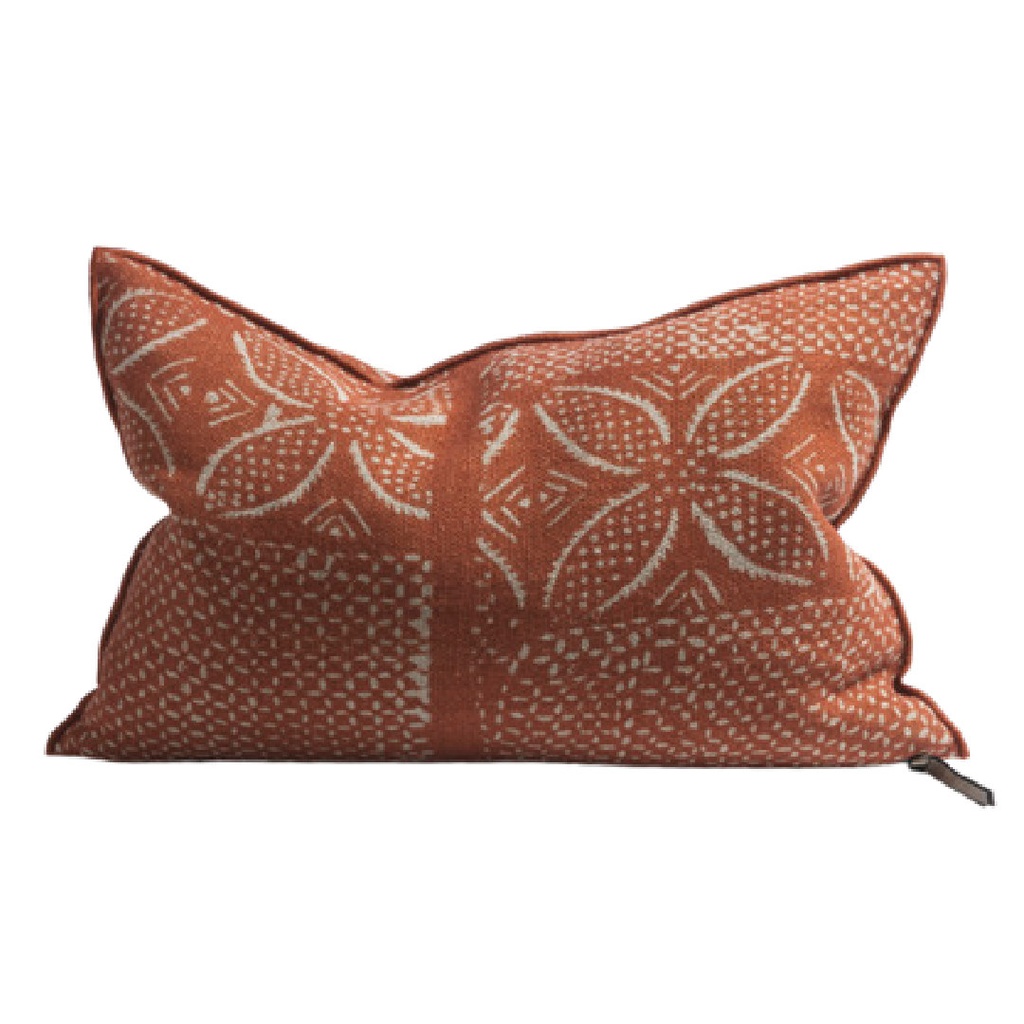 Coussin Vice Versa Lin Wabi-Sabi Imprimé - bogolan henné