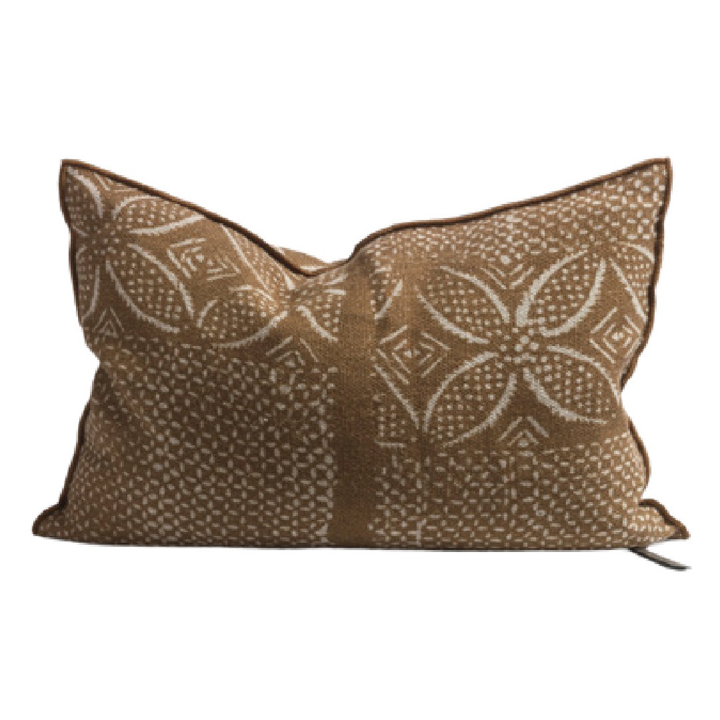 Coussin Vice Versa Lin Wabi-Sabi Imprimé - bogolan savane