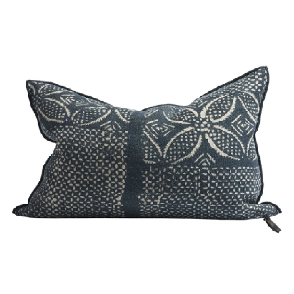 Coussin Vice Versa Lin Wabi-Sabi Imprimé - bogolan indigo