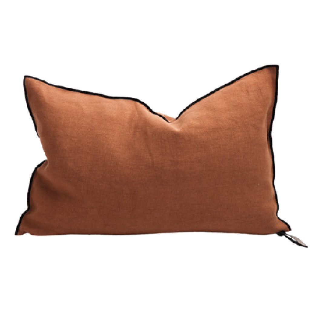 Coussin Vice Versa Lin Stone Washed - sienne