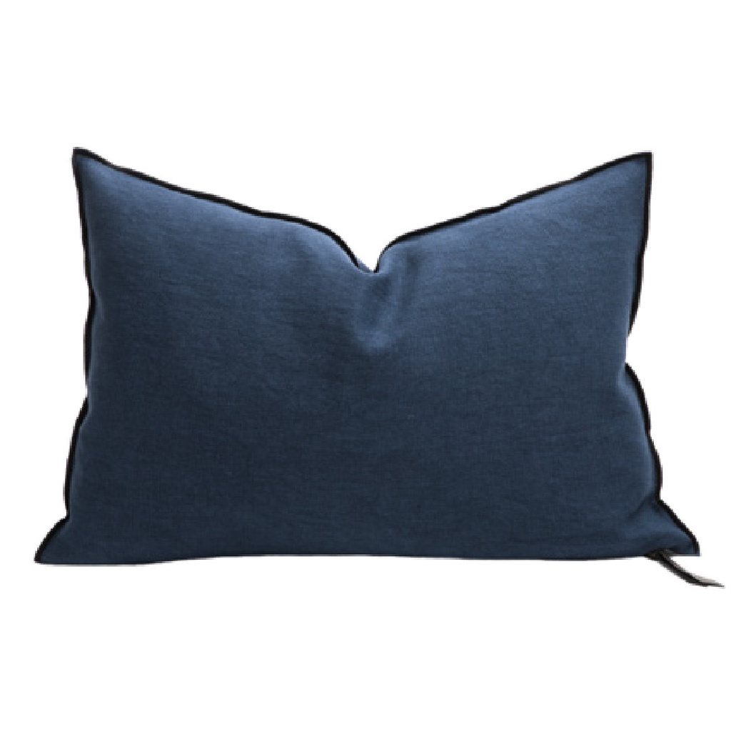 Coussin Vice Versa Lin Stone Washed - bleu nuit