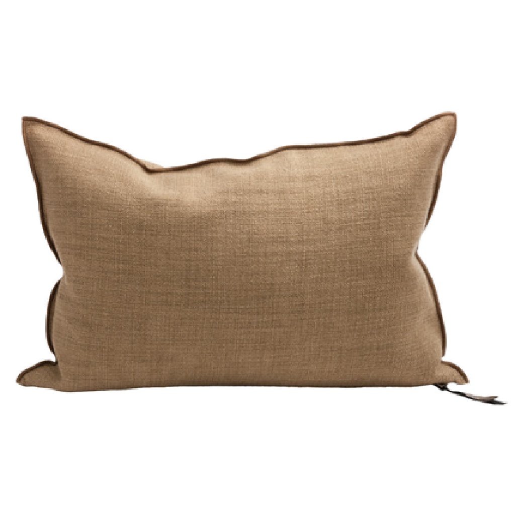 Coussin Vice Versa Toile de Lin Vintage - havane (65 x 65 cm)