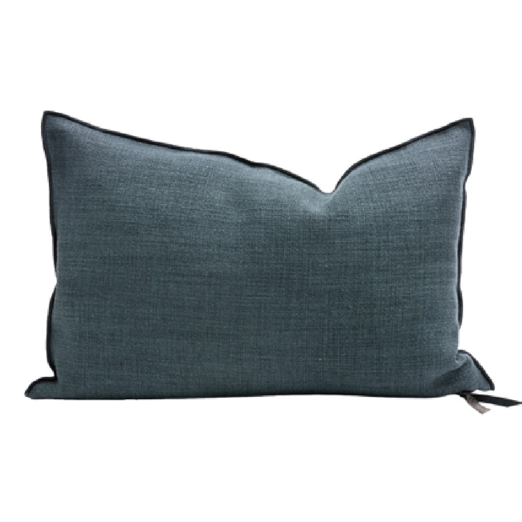 Coussin Vice Versa Toile de Lin Vintage - pétrole (65 x 65 cm)