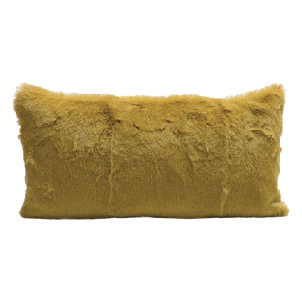 Coussin Lapin Rasé & lin - ocre