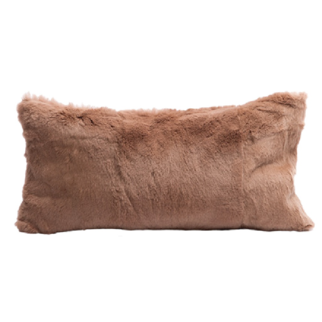 Coussin Lapin Rasé & lin - terracotta