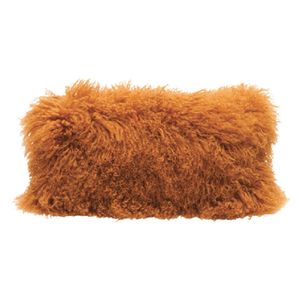 Coussin Chèvre du Tibet & lin - ambre (40 x 60 cm)