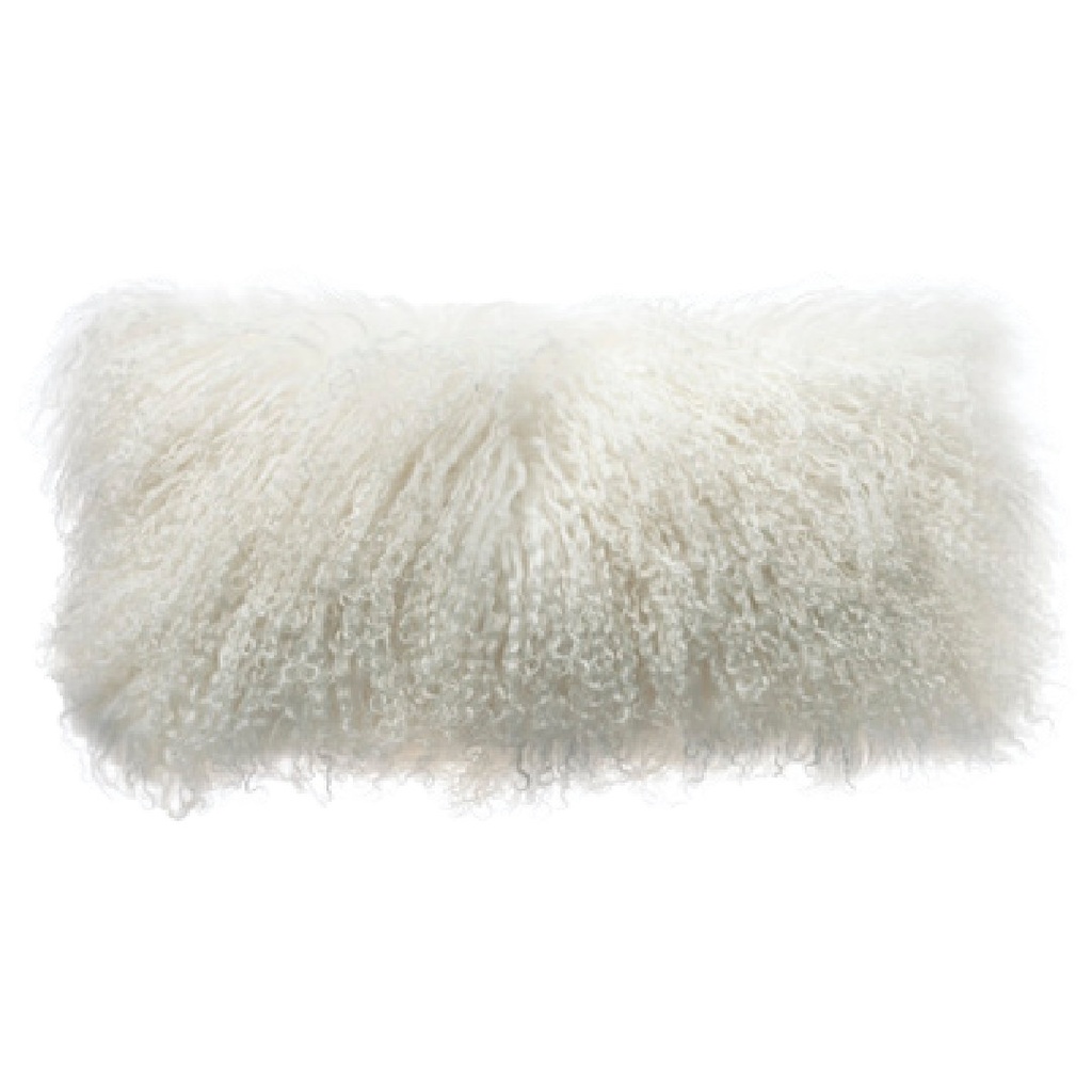 Coussin Chèvre du Tibet & lin - blanc