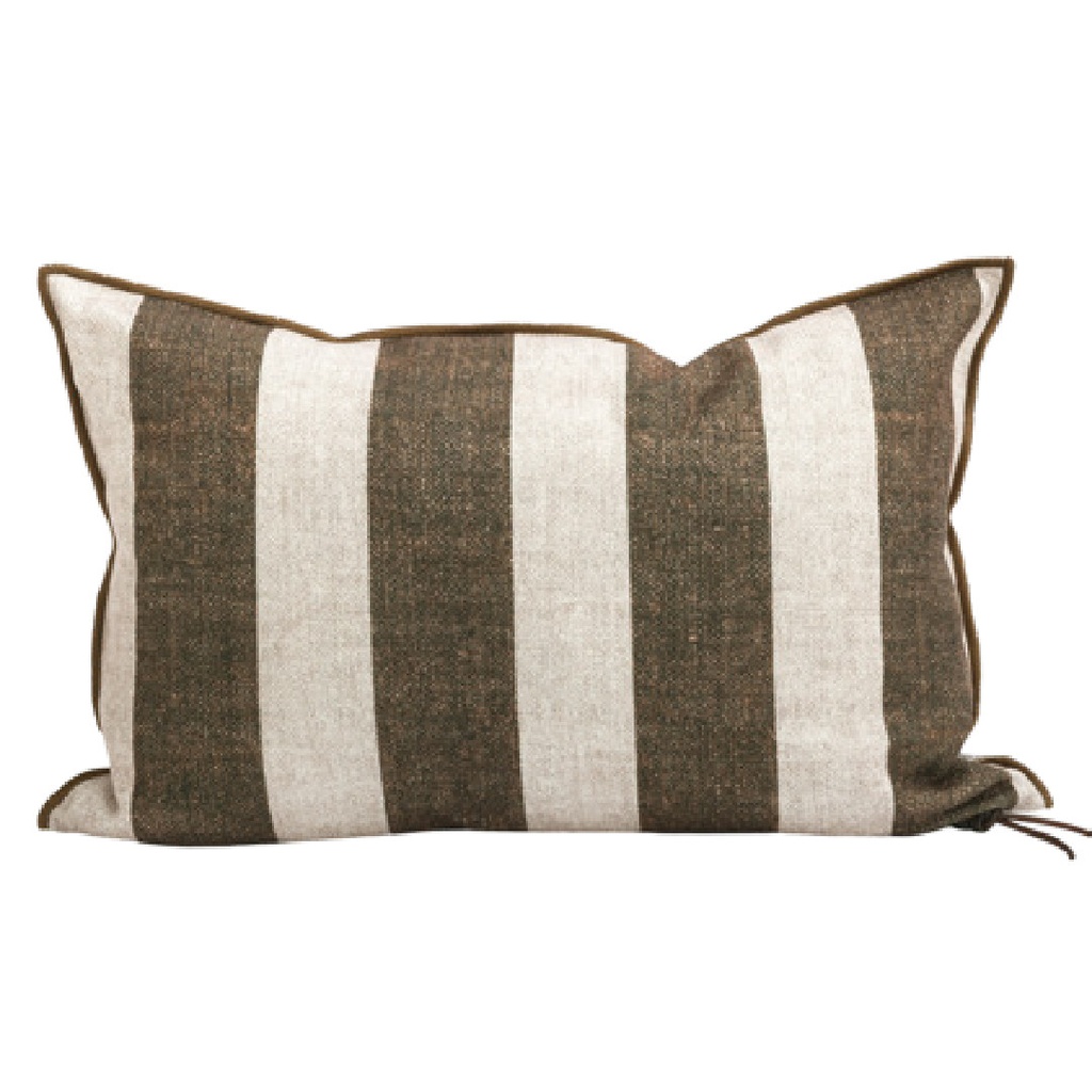 Coussin Vice Versa Toile In & Outdoor Bayadère - havane (65 x 65 cm)