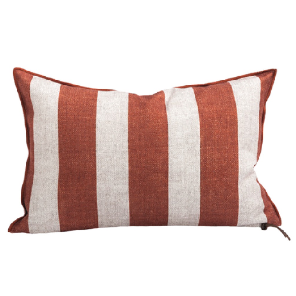 Coussin Vice Versa Toile In & Outdoor Bayadère - henné (65 x 65 cm)