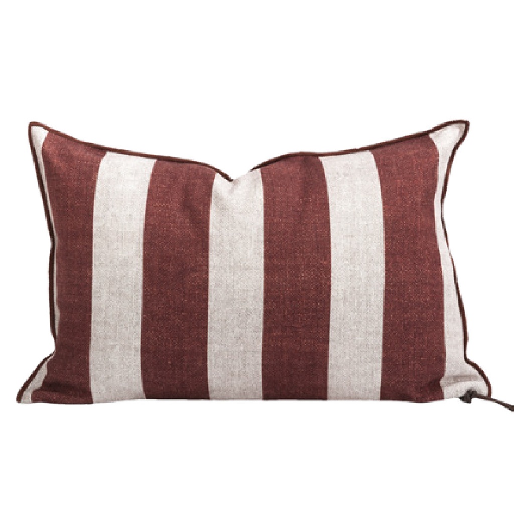 Coussin Vice Versa Toile In & Outdoor Bayadère - argile (65 x 65 cm)