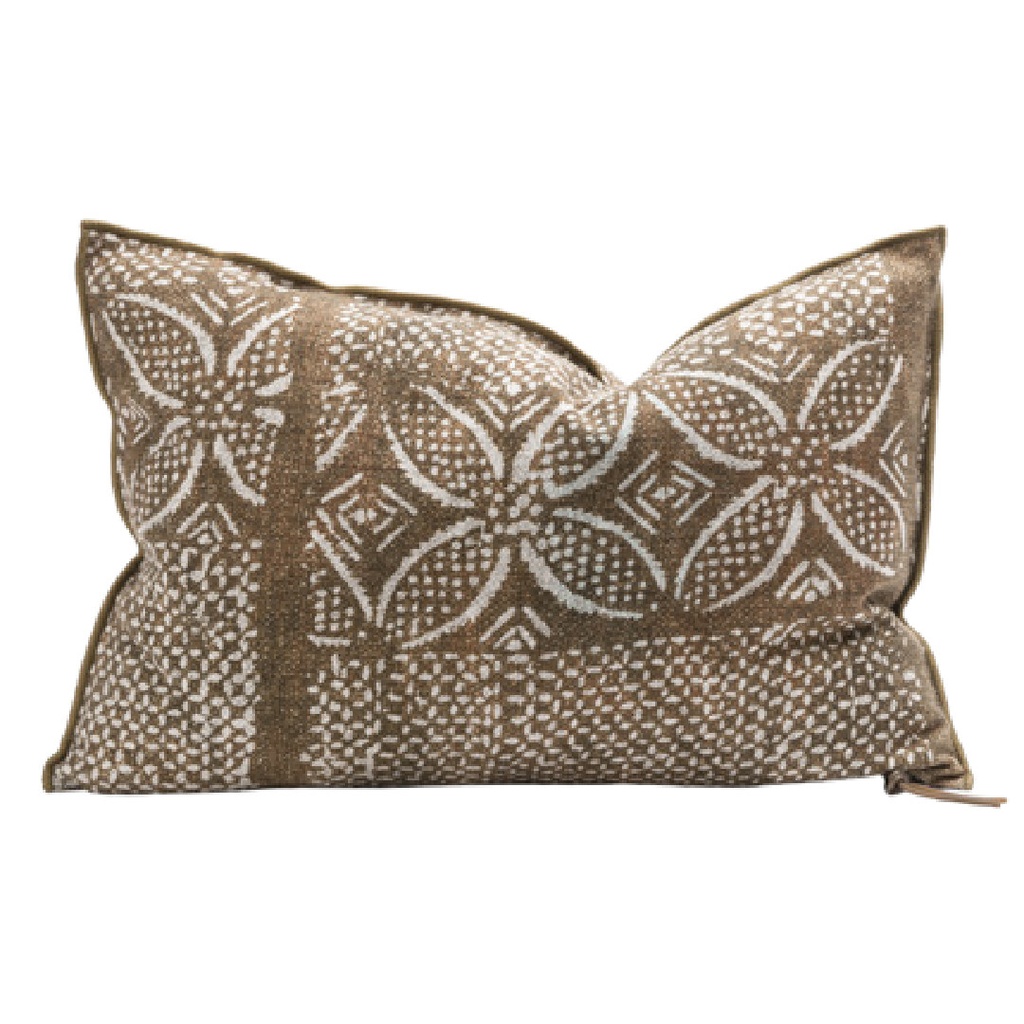 Coussin Vice Versa Toile In & Outdoor Bogolan - havane (65 x 65 cm)