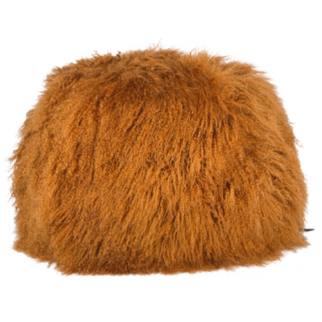 Pouf Bulle Chèvre du Tibet & lin - ambre (40 x 60 cm)