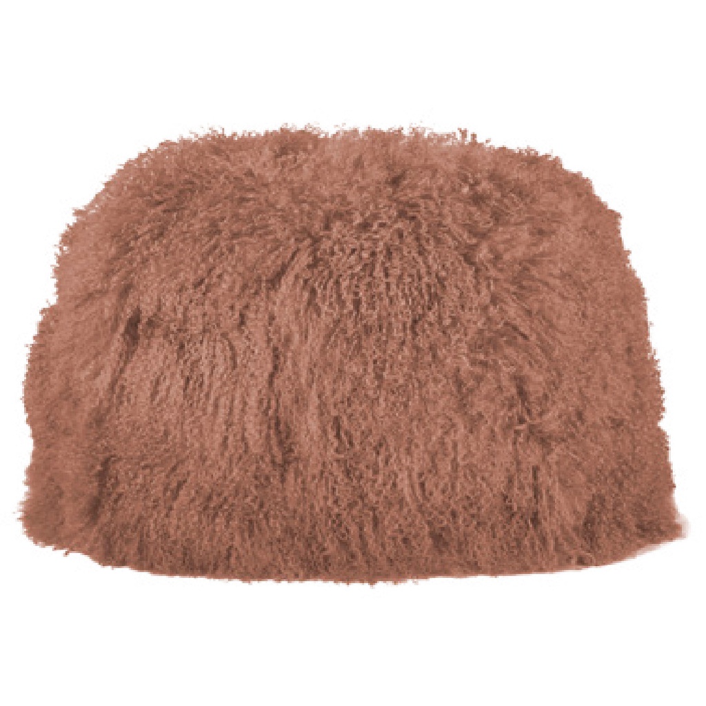 Pouf Bulle Chèvre du Tibet & lin - bois de rose