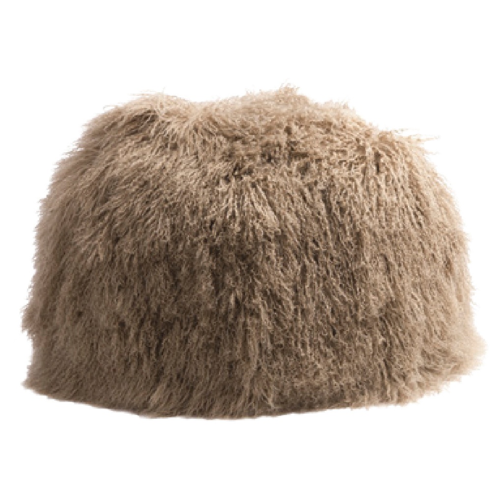 Pouf Bulle Chèvre du Tibet & lin - cappuccino (40 x 60 cm)