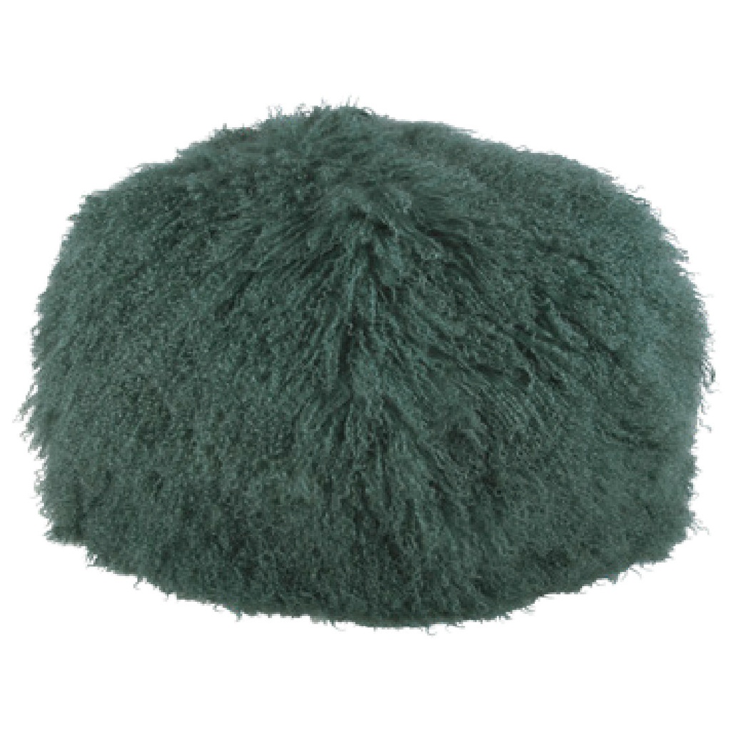 Pouf Bulle Chèvre du Tibet & lin - forest (40 x 60 cm)