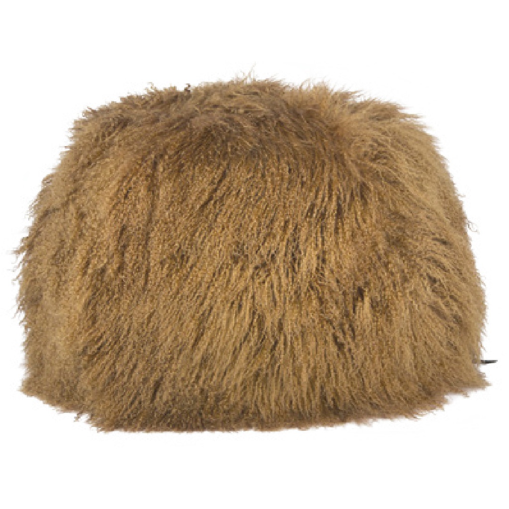 Pouf Bulle Chèvre du Tibet & lin - havane (40 x 60 cm)