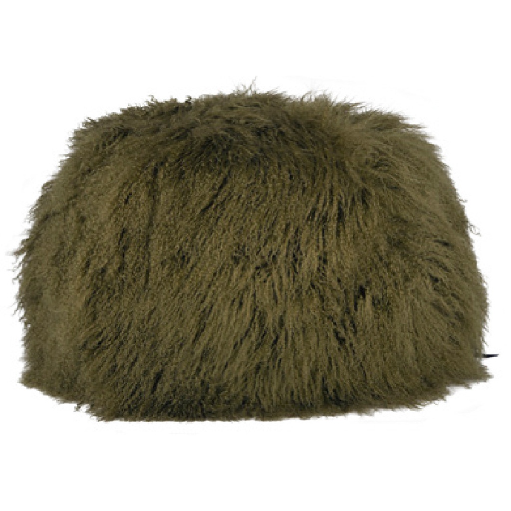 Pouf Bulle Chèvre du Tibet & lin - kaki