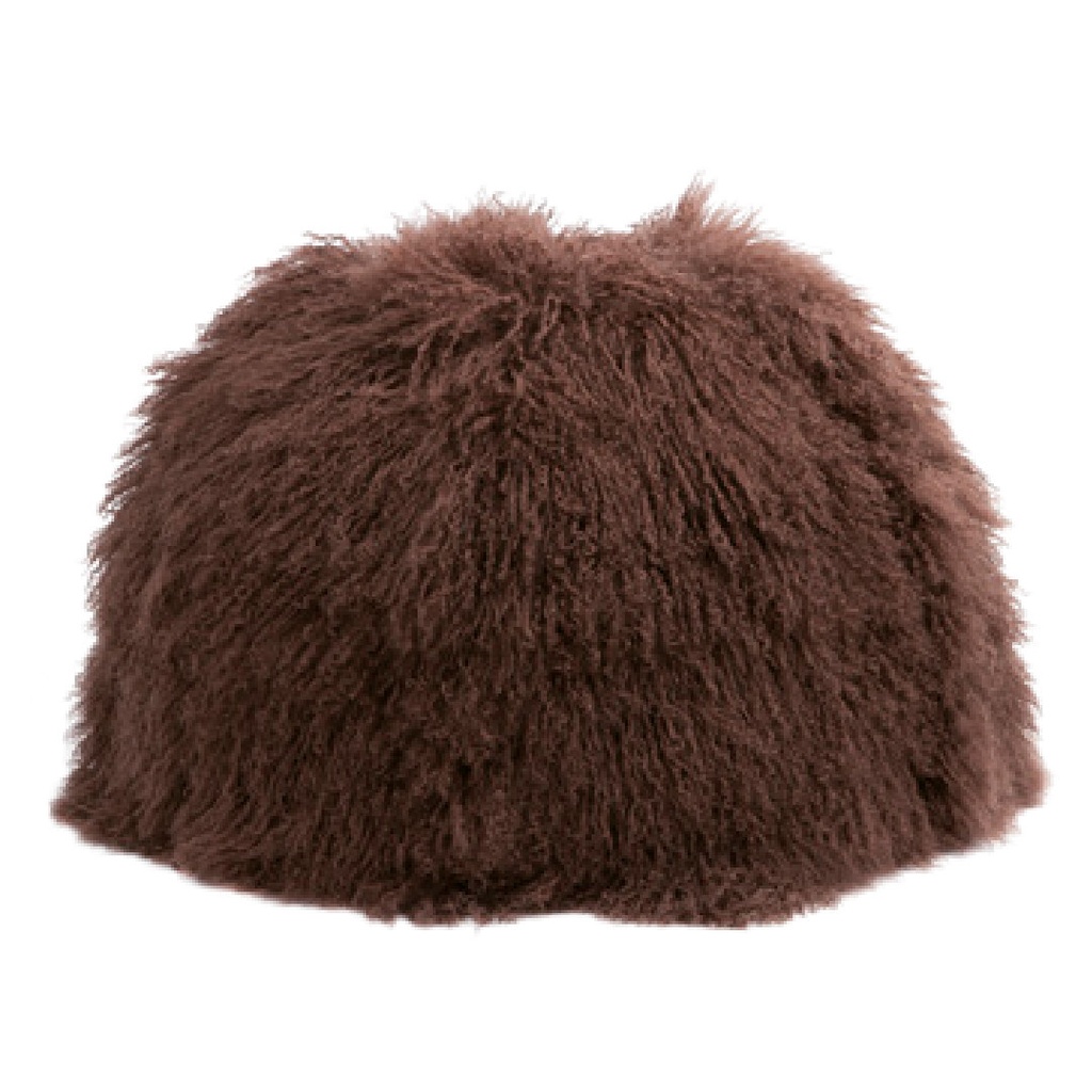 Pouf Bulle Chèvre du Tibet & lin - muscade