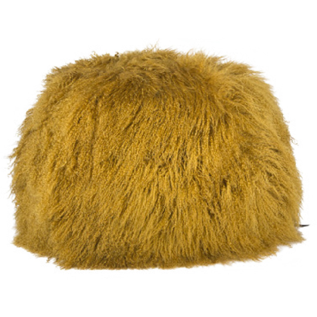 Pouf Bulle Chèvre du Tibet & lin - ocre (40 x 60 cm)