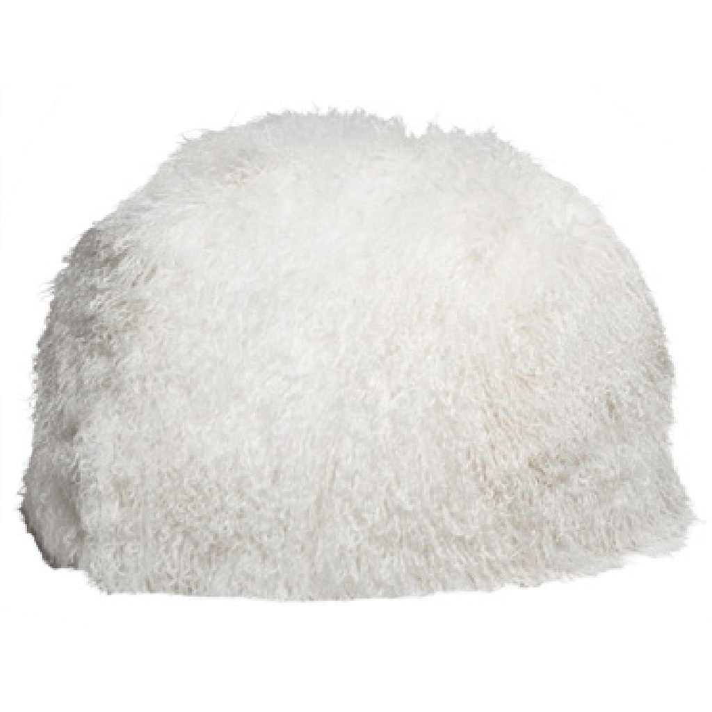 Pouf Bulle Chèvre du Tibet & lin - blanc (40 x 60 cm)