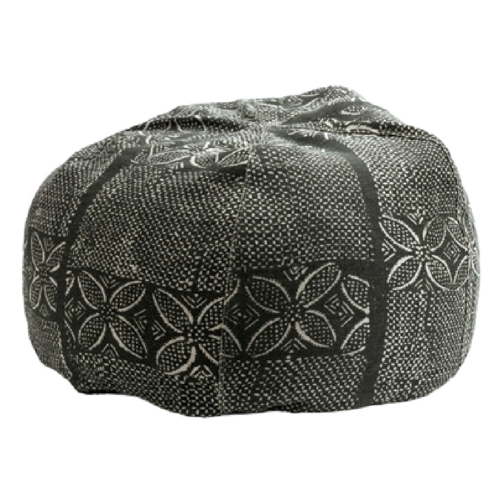 Pouf Bulle Lin Wabi-Sabi Imprimé - bogolan charbon (40 x 60 cm)
