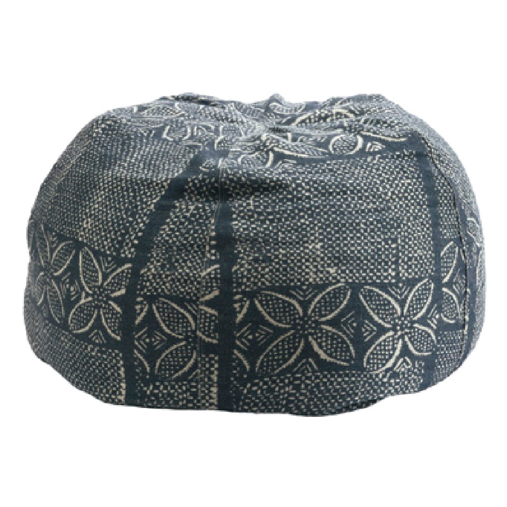 Pouf Bulle Lin Wabi-Sabi Imprimé - bogolan indigo (40 x 60 cm)