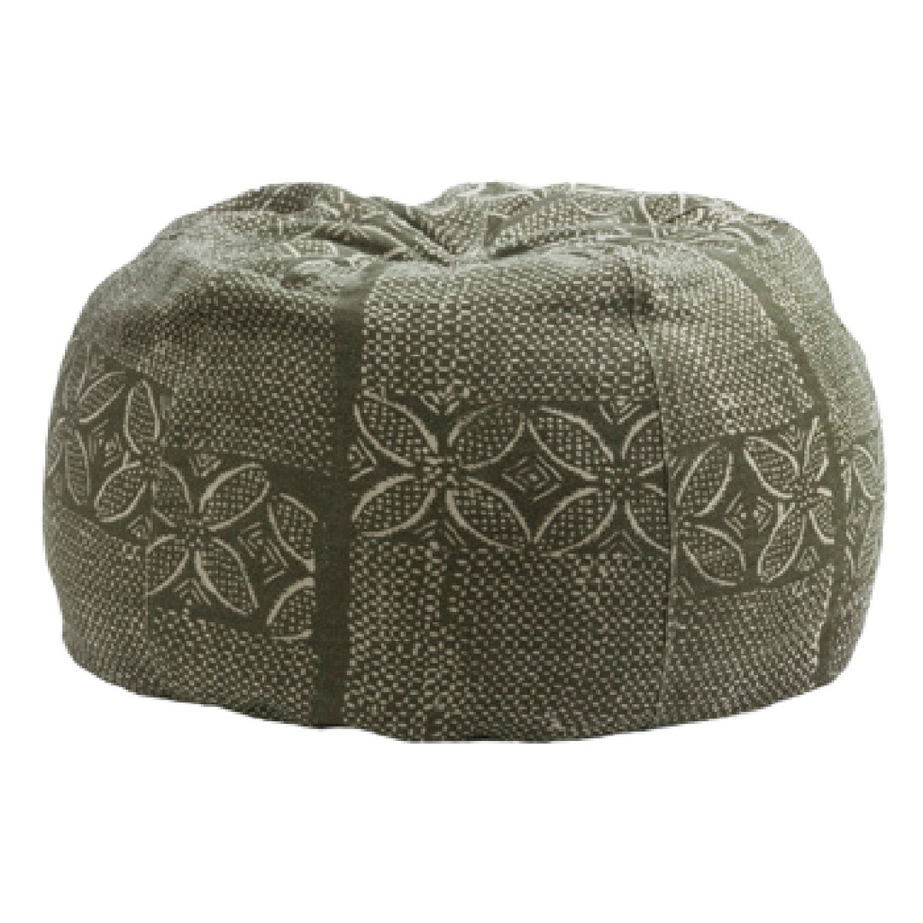 Pouf Bulle Lin Wabi-Sabi Imprimé - bogolan kaki (40 x 60 cm)