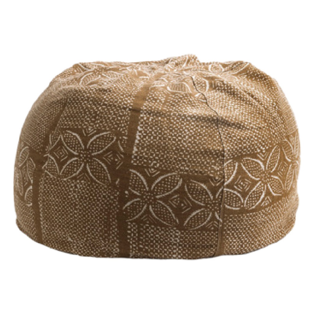 Pouf Bulle Lin Wabi-Sabi Imprimé - bogolan savane